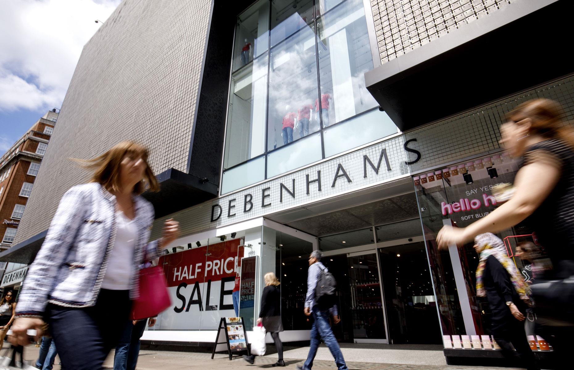 Debenhams, share price change: -83%