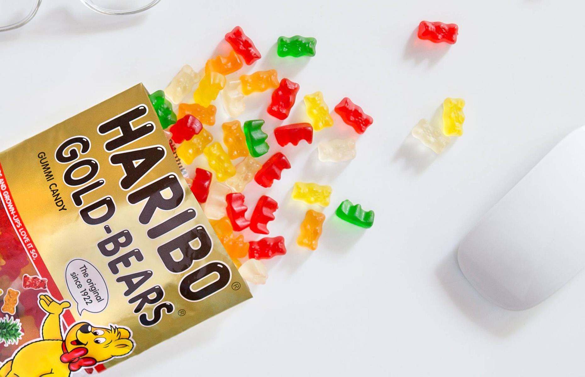 Green Haribo Goldbears are strawberry flavour