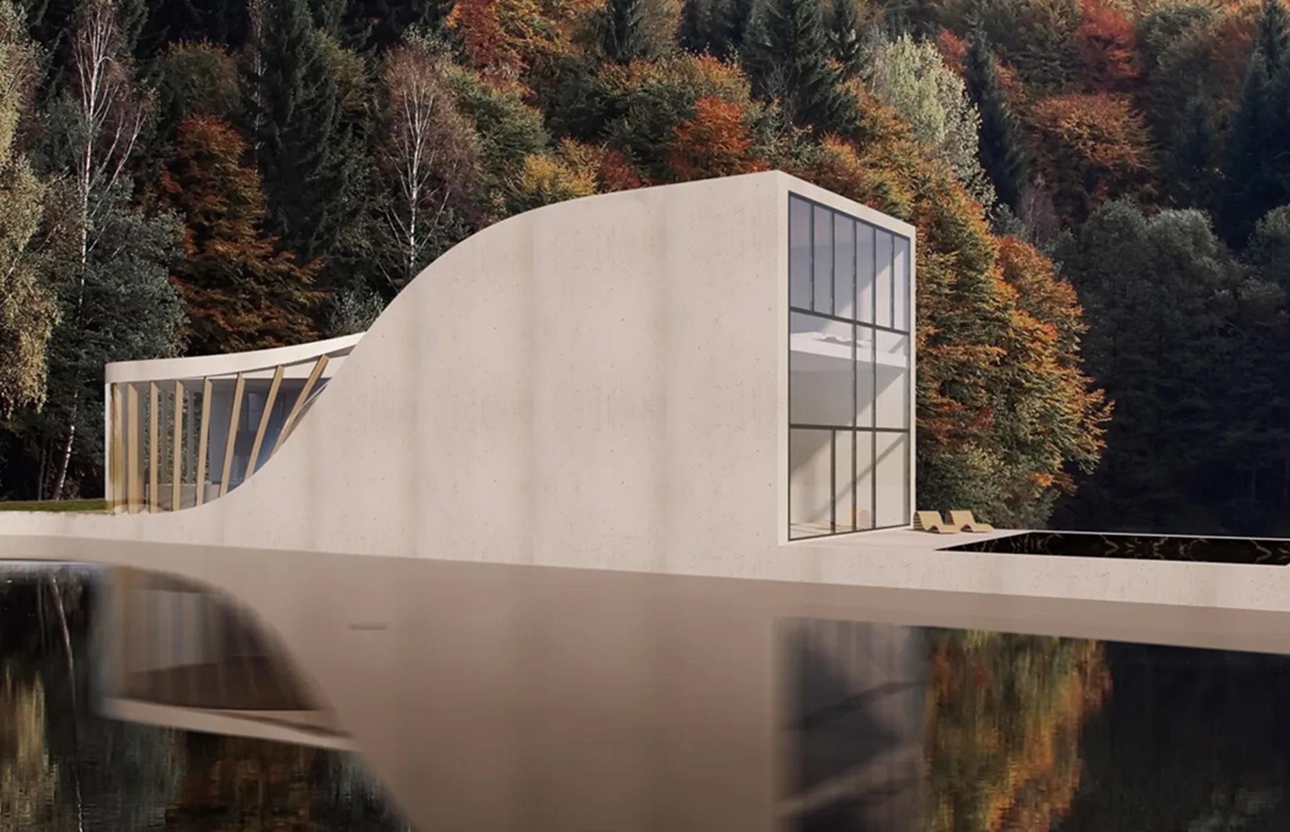 Casa del lago: Exterior asimétrico
