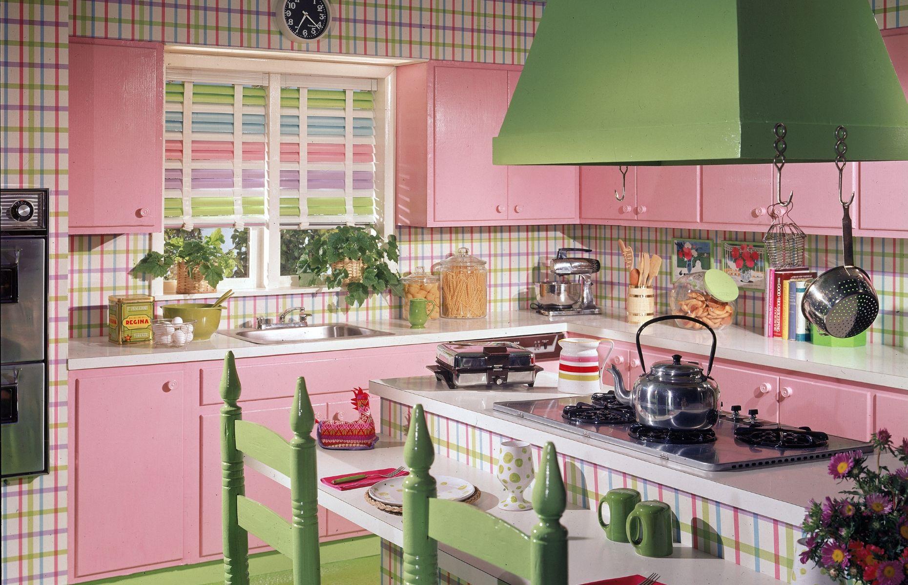 Then: pink kitchens