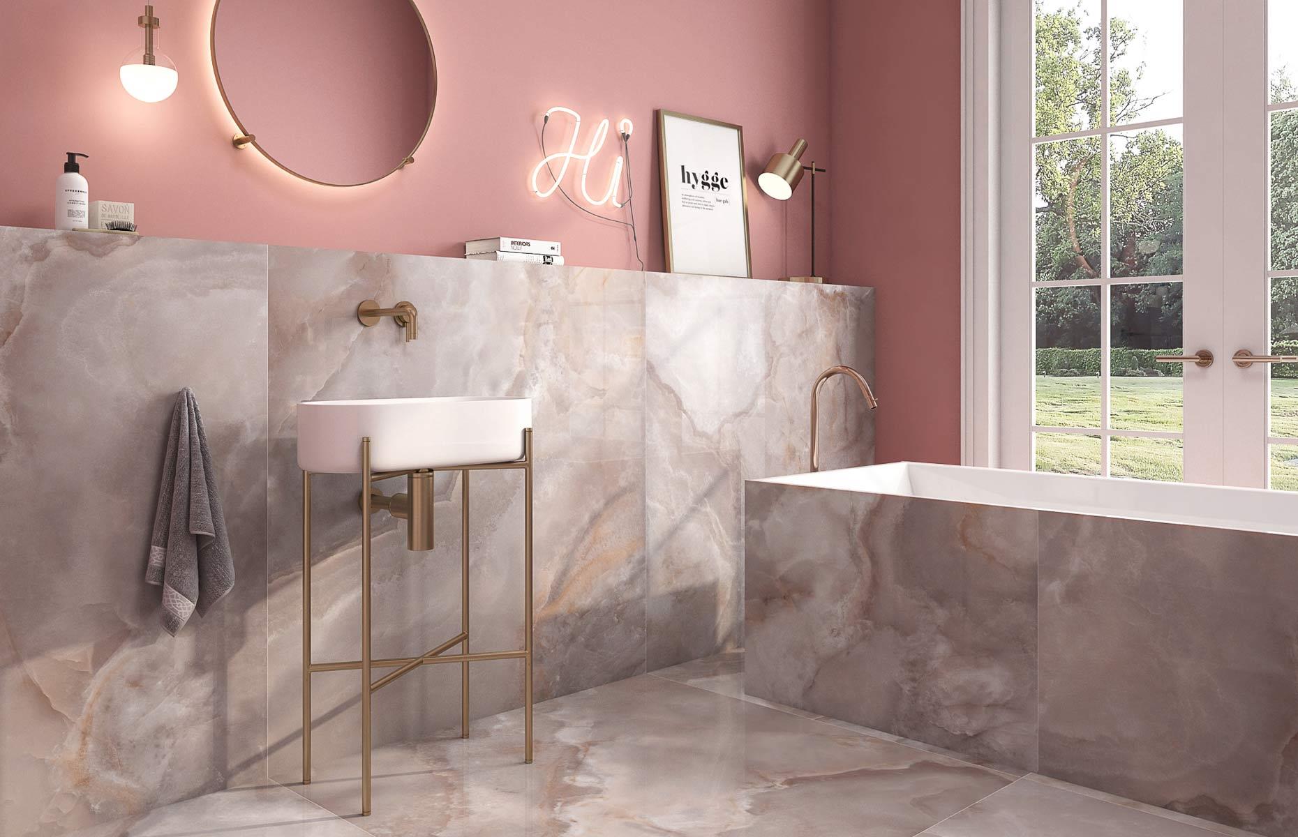 Tile walls and floors with the same tiles