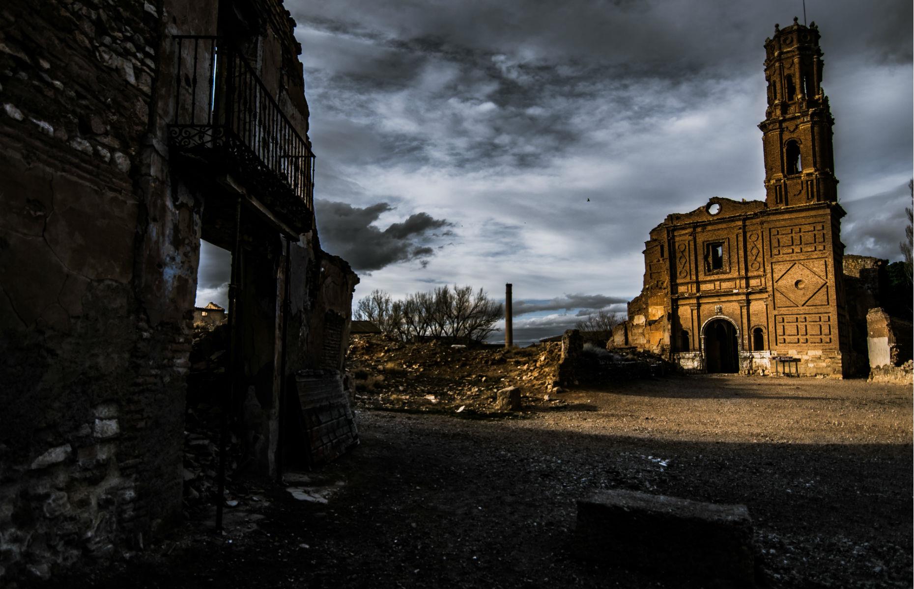 The haunted village of Belchite, Aragon, Spain