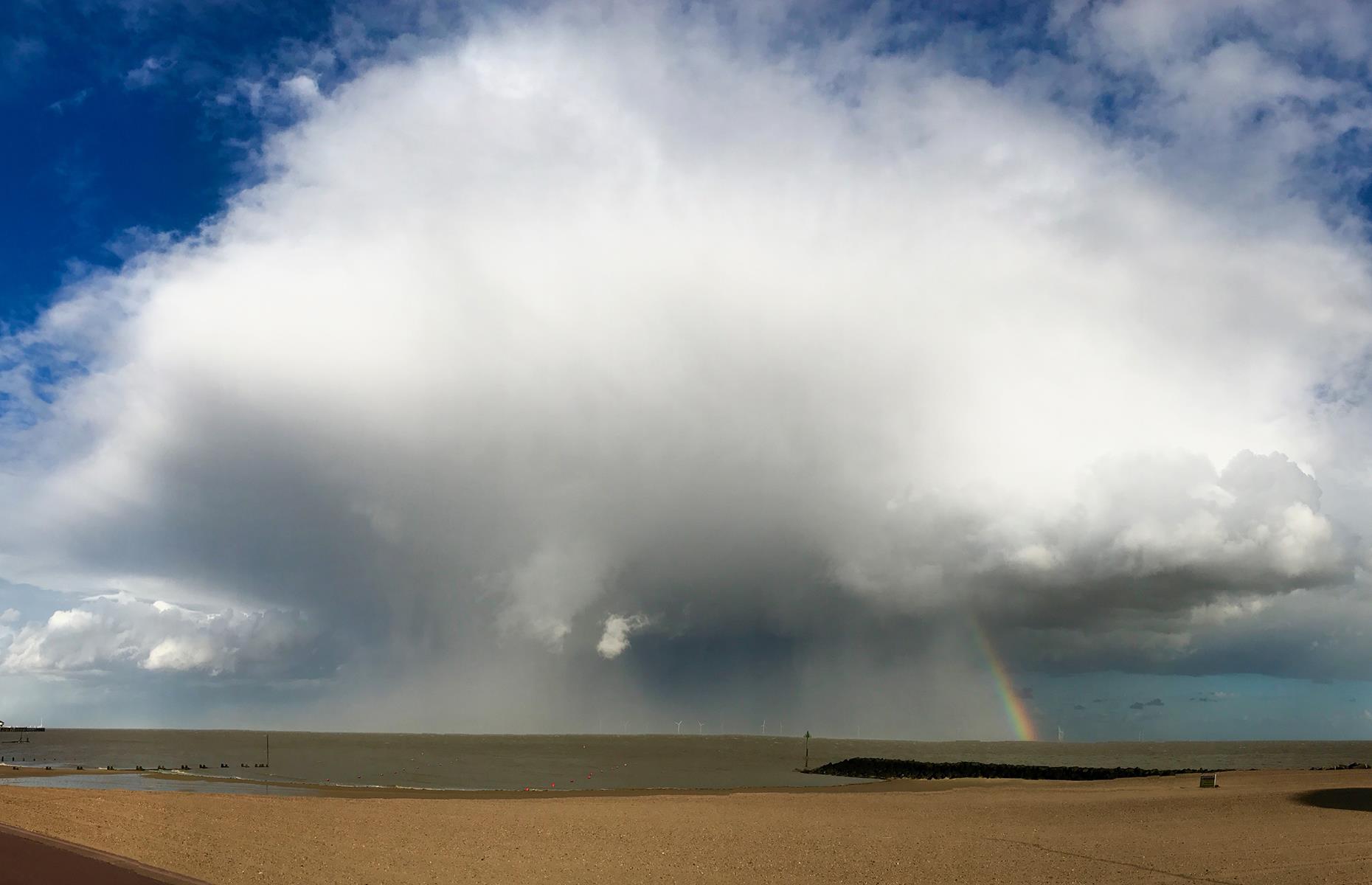 Showers over the North Sea, England