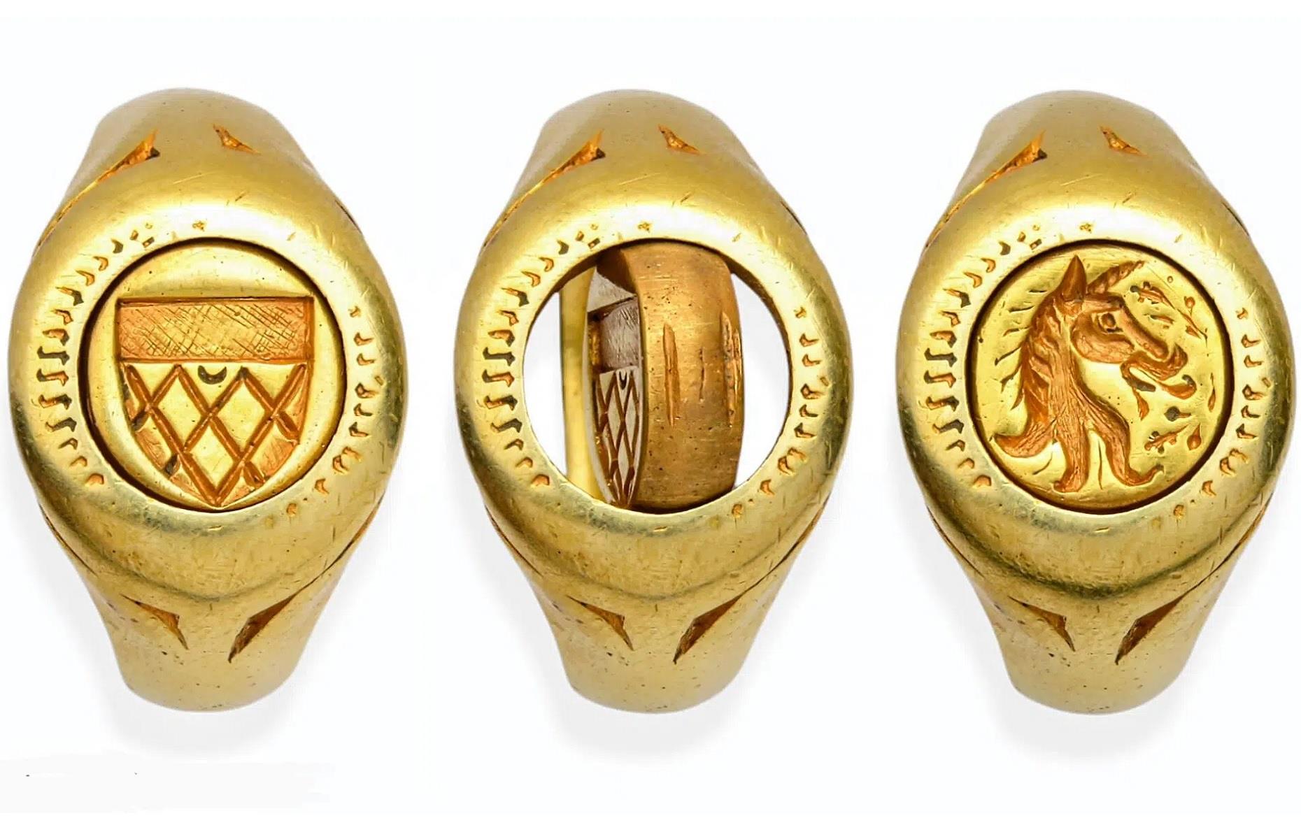 Gold unicorn signet ring: $26,500 (£20k)