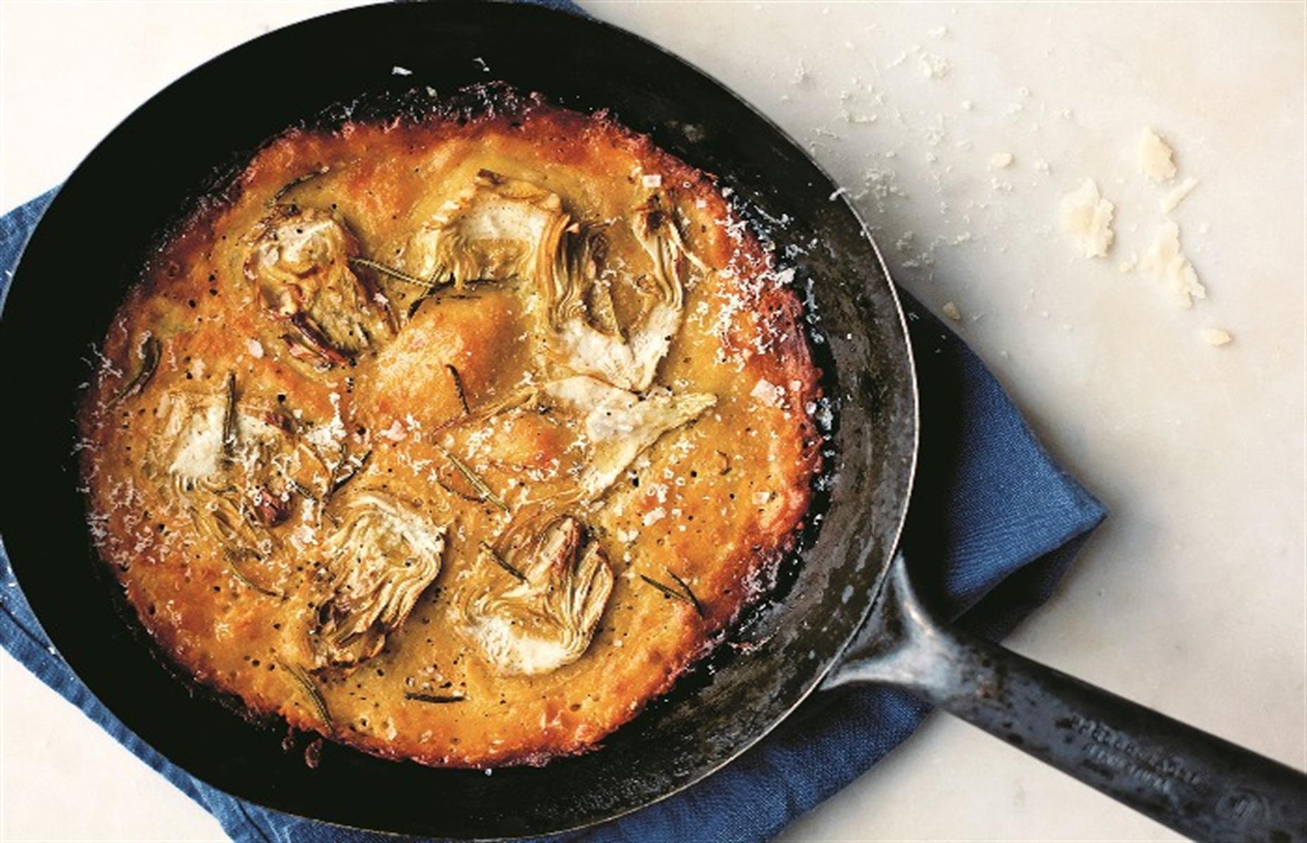 Socca with artichokes