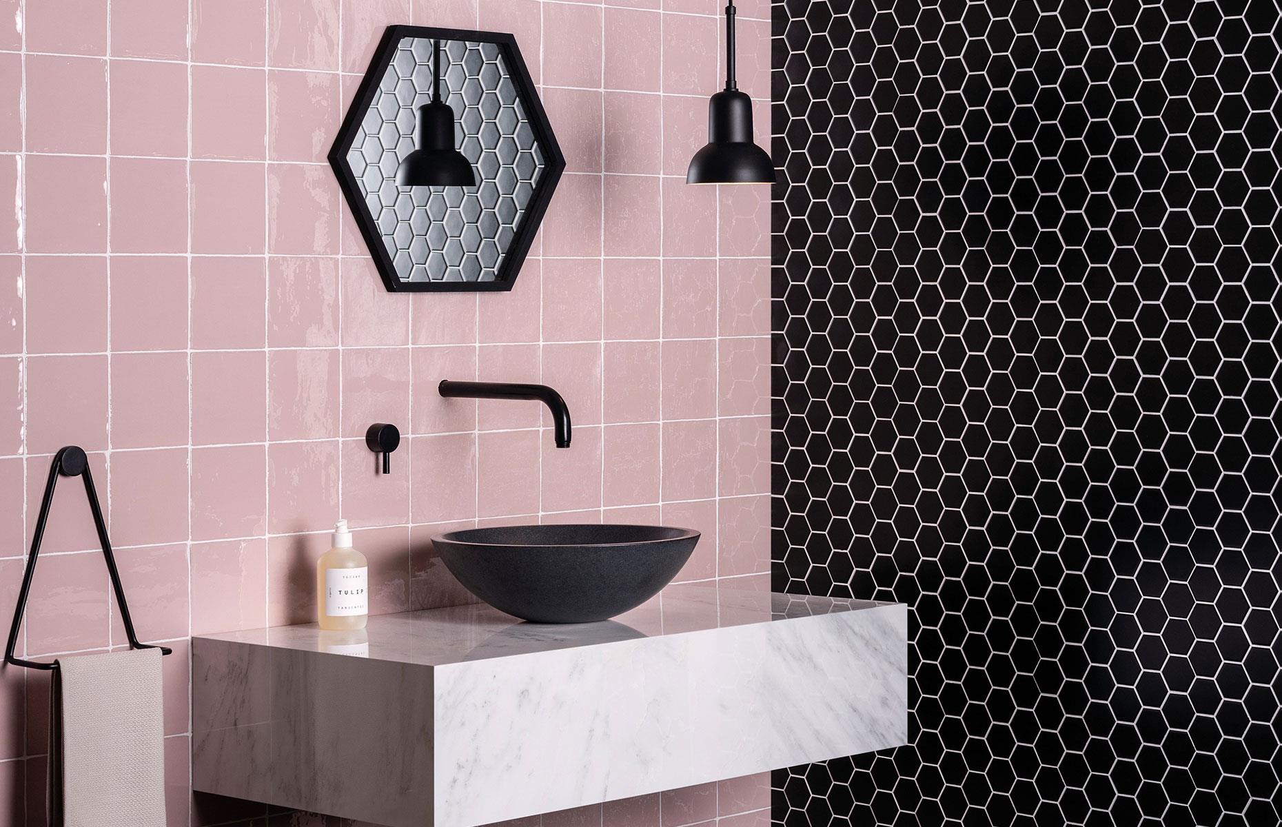 Now: pink bathrooms