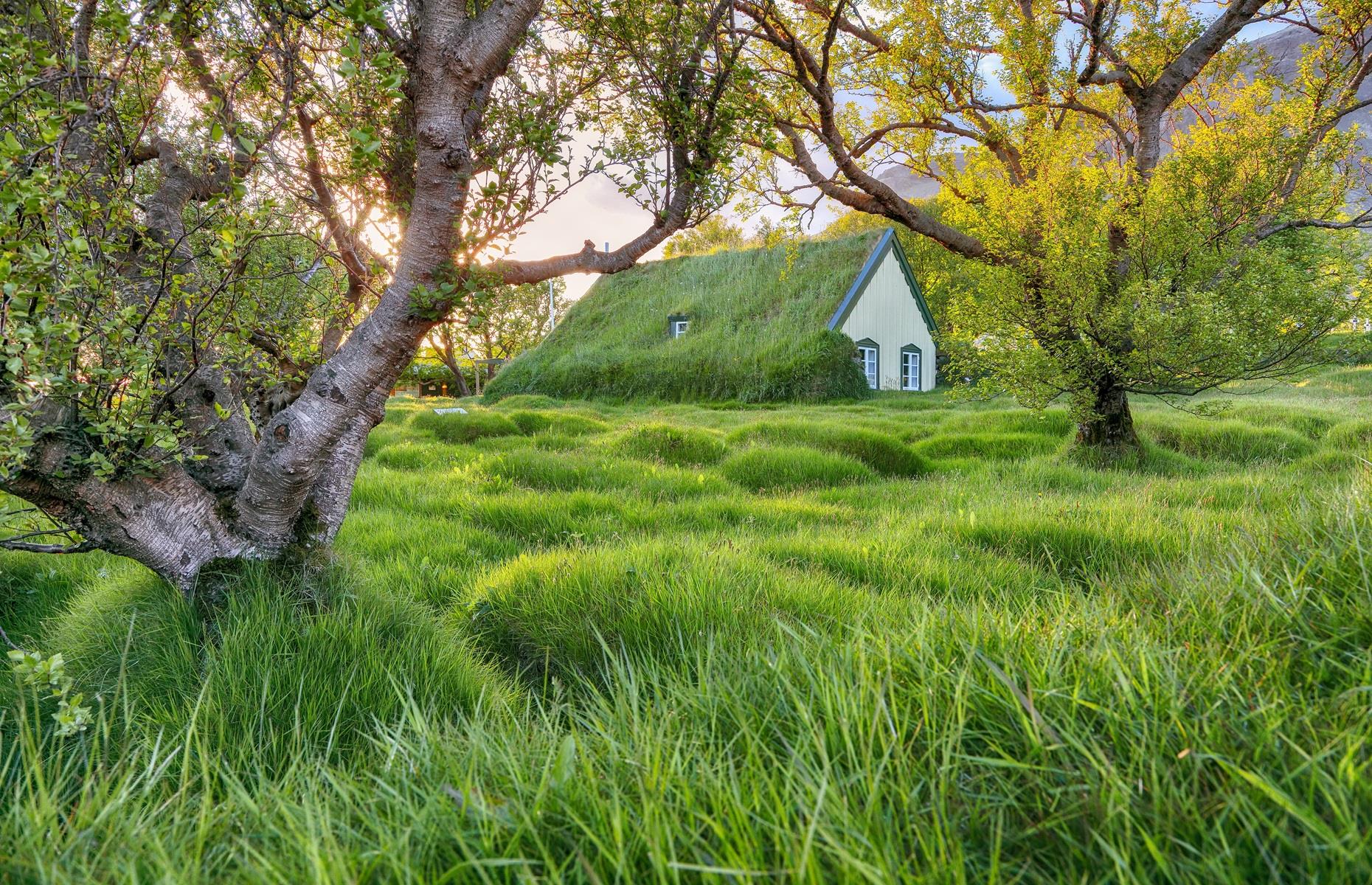 Turf homes, Hofskirkja, Iceland