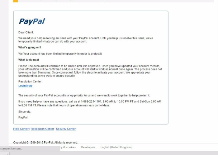 Account email paypal fake PayPal Phishing