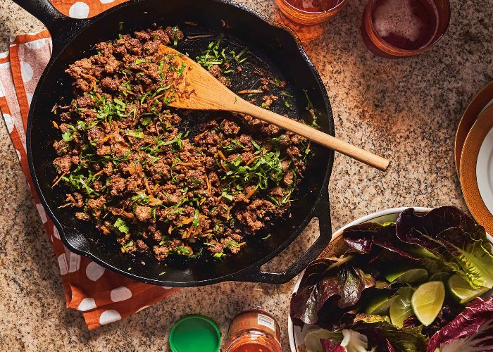 Ginger beef stir-fry with lime and herbs recipe