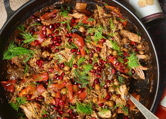 Lebanese-flavoured lamb with chickpeas and mushrooms recipe