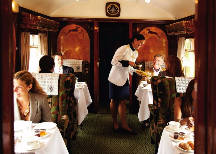 British Pullman - dining car of a luxury train in the UK