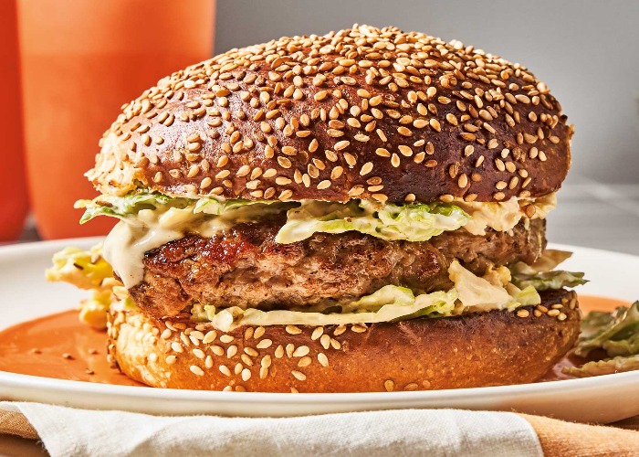 Pork burgers with cabbage slaw recipe