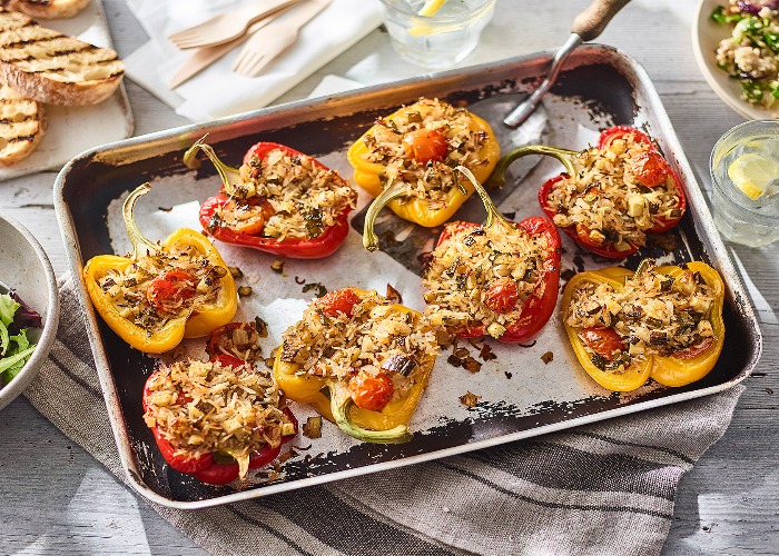 Mary Berry's baked stuffed peppers with salad dressing recipe