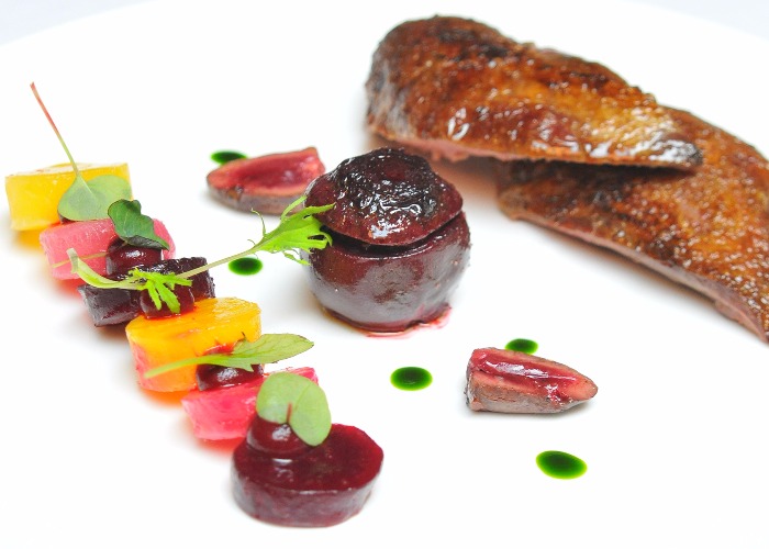 Grouse with beetroot two ways recipe