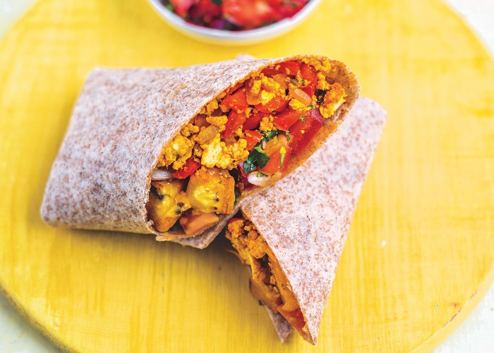 Vegan breakfast burrito with pico de gallo recipe