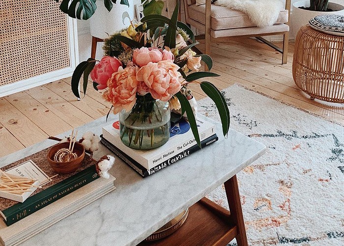 florals on coffee table