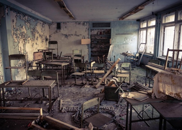Creepy abandoned classrooms where school is out, forever