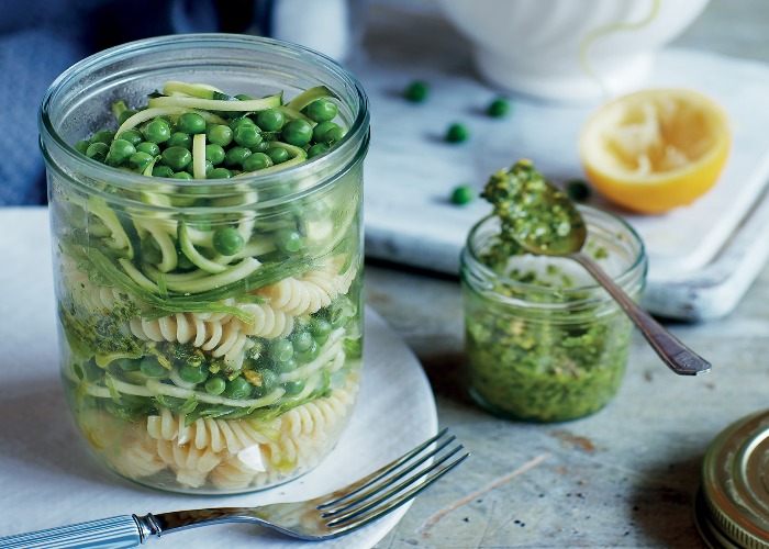 Spring pasta salad in a jar recipe