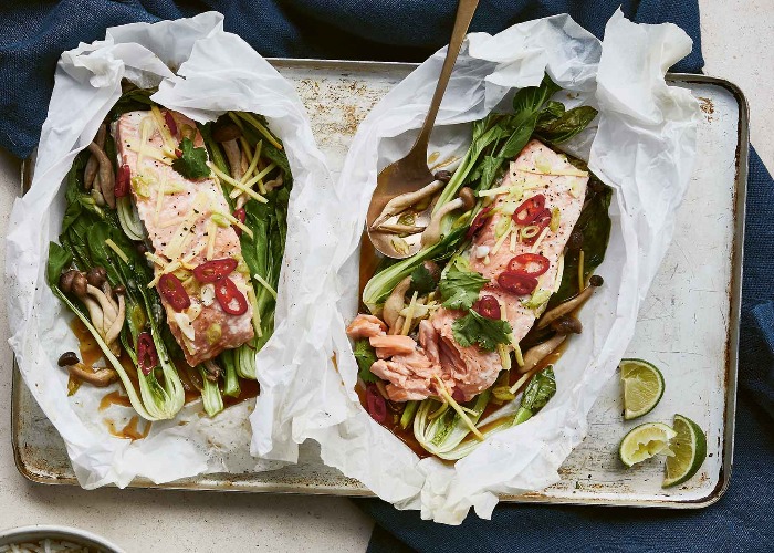 Thai-style salmon parcels recipe