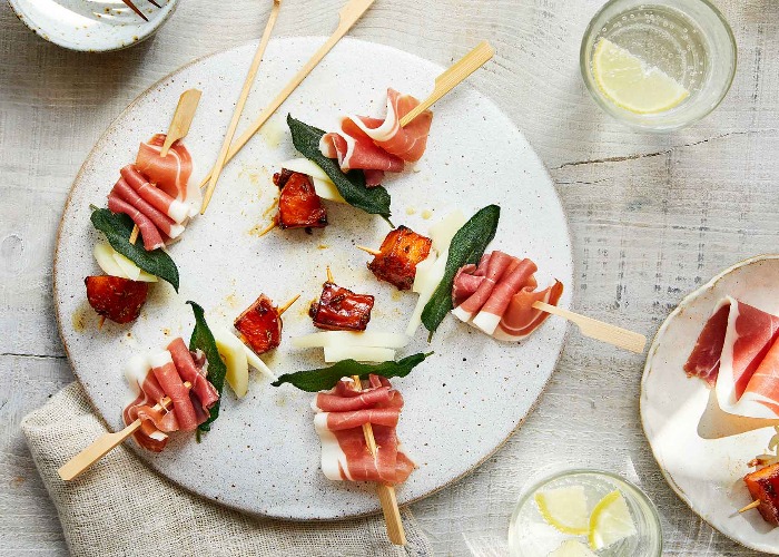 Parma Ham and butternut squash skewers