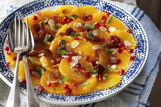 Blood oranges with pomegranate seeds recipe
