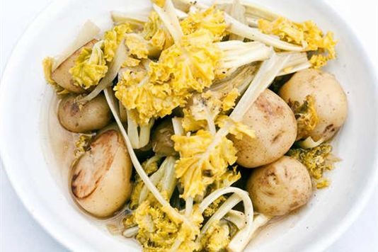 Braised celery, new potato and sea kale recipe