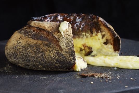 Brie and caramelised garlic paine miche boule recipe
