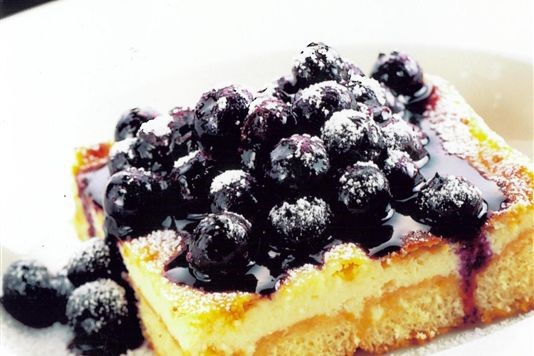 British cheesecake with warm blueberries recipe