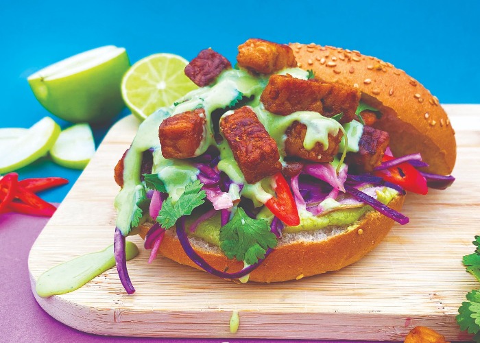 BBQ tempeh burger with minty slaw recipe