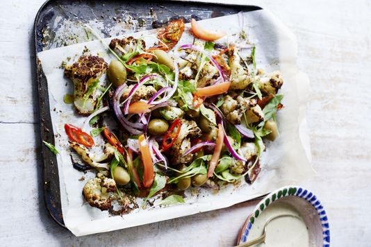 Cauliflower salad with tahini and onions recipe 
