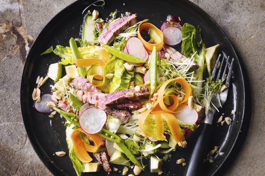 Charred beef with shredded salad recipe
