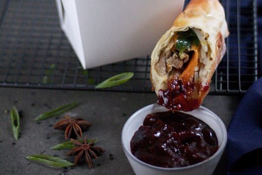 Duck spring rolls with homemade chai spiced plum sauce recipe