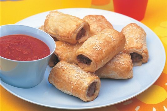 Bill Granger's sausage rolls with homemade ketchup recipe