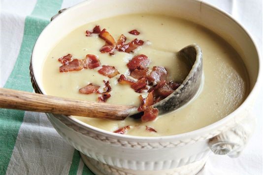 Celeriac, sprouts and bacon soup recipe