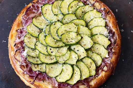 Paul Hollywood's courgette tart with roasted tomato coulis recipe