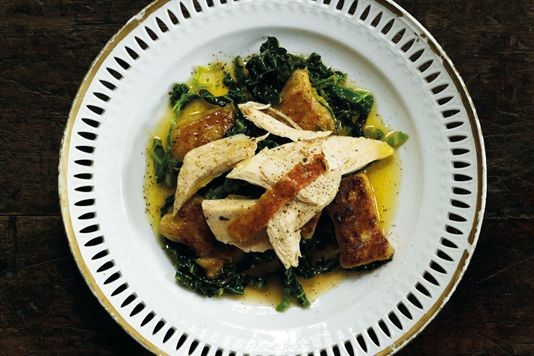 Roast chicken with truffled gnocchi and sage butter recipe