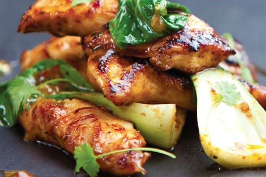 Sweet chilli chicken with garlic, lemon and coriander recipe