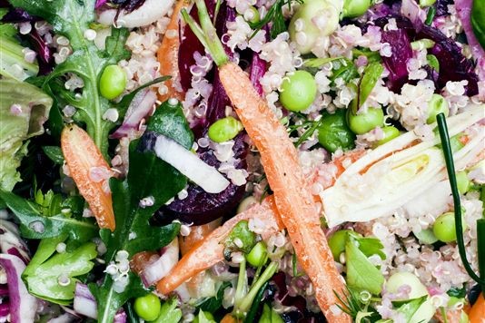 Raw salad with baby beetroot and quinoa recipe