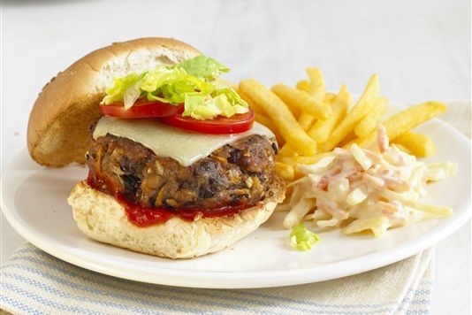 Veggie burgers with melting cheese recipe