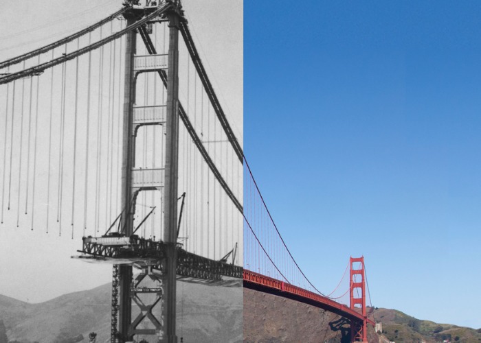 Fascinating 'then and now' images of America's most historic attractions