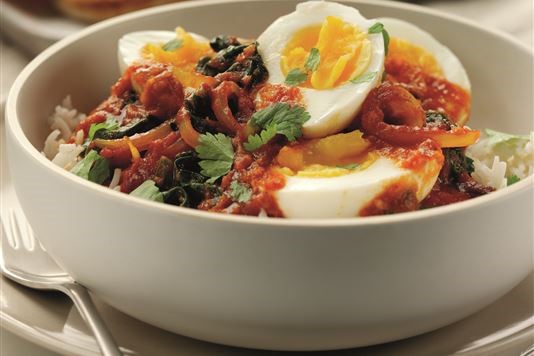 Fiery egg and spinach curry recipe