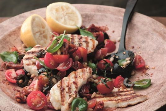 Grilled halloumi salad recipe