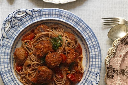 Pork and chorizo meatballs with spaghetti recipe