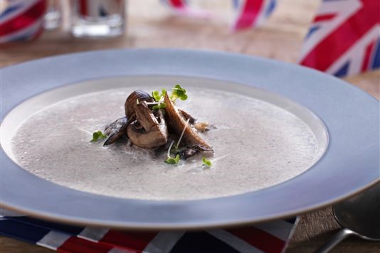 James Martin's mushroom soup with coriander cress recipe