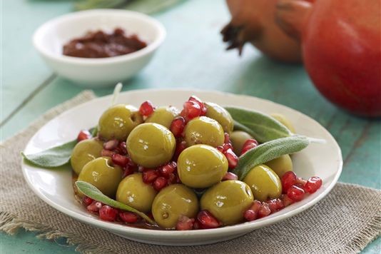 Olives marinated in pomegranate and sage recipe