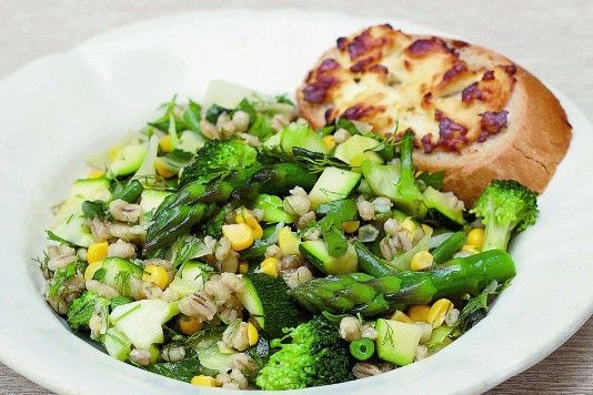 Barley salad with goat's cheese toast recipe
