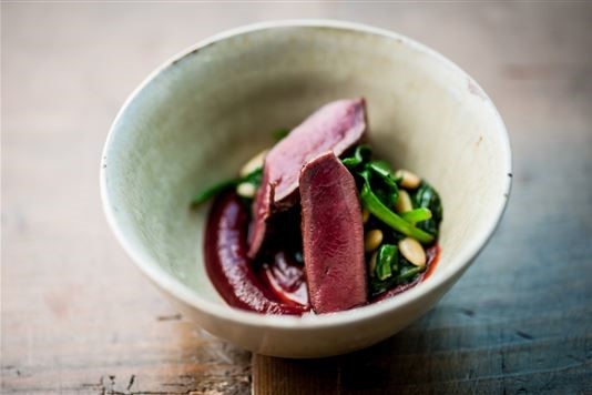 Pigeon breast and cider purée recipe