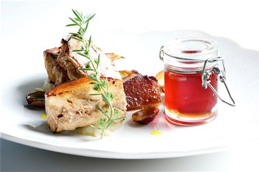 Slow-cooked pork belly with crab apple jelly recipe