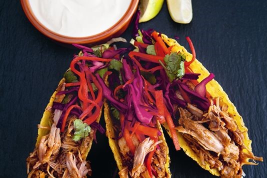 Pulled pork and pickled slaw tacos recipe
