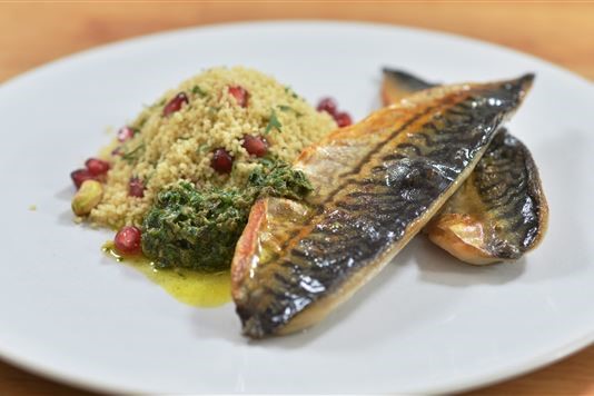 Rachel Allen’s grilled mackerel fillets with parsley, mint and anchovy sauce recipe